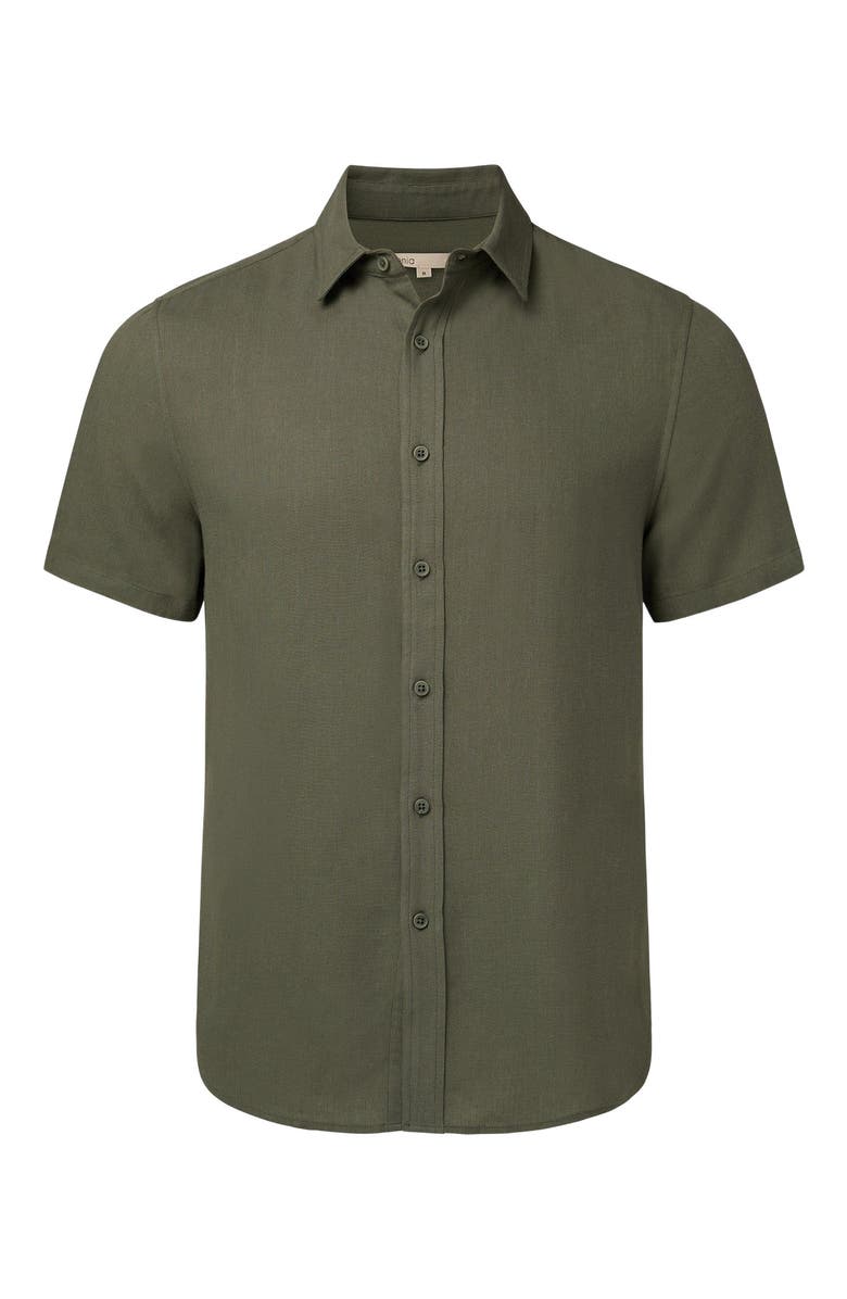 Onia Standard Short Sleeve Linen Shirt, Main, color, Agave