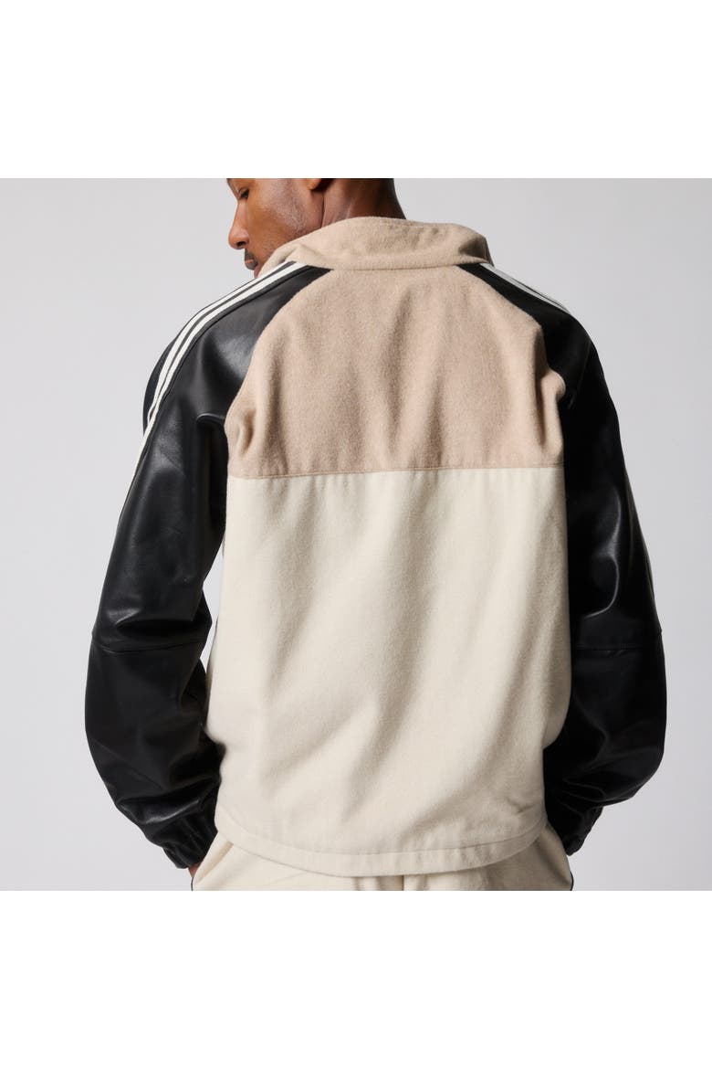 Trackside Wool & Leather Jacket, Alternate, color, white