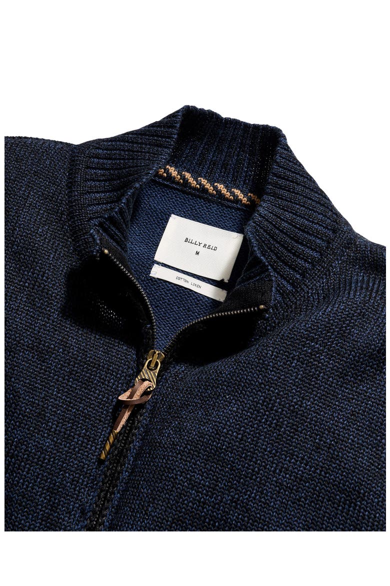 Linen & Cotton Track Zip Cardigan, Alternate, color, NAVY