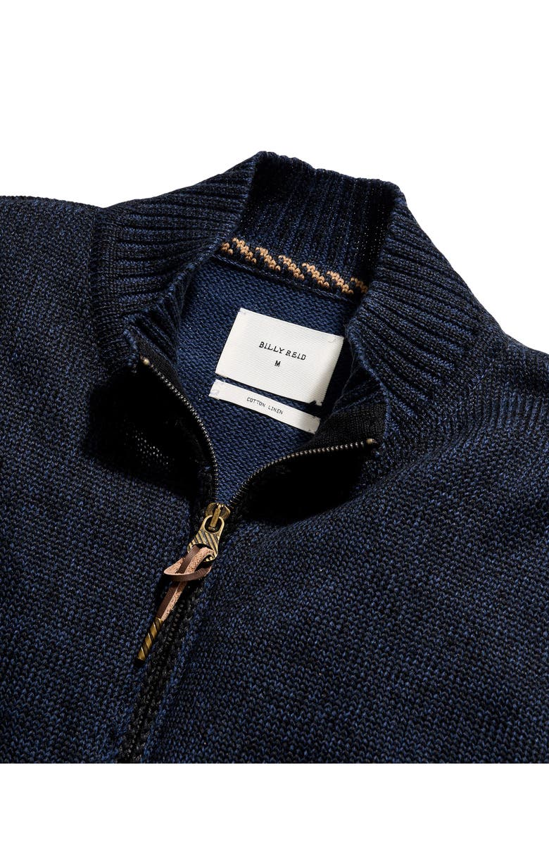 Billy Reid Linen & Cotton Track Zip Cardigan, Alternate, color, Navy