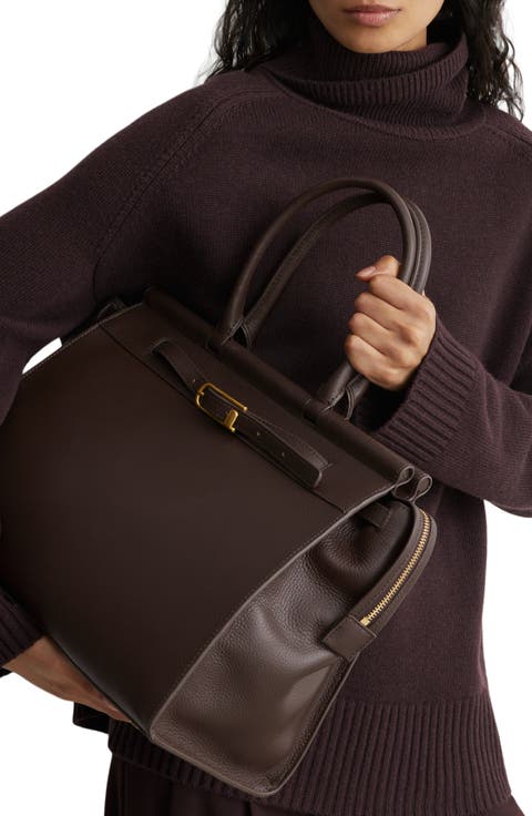Ember Leather Structured Work Tote
