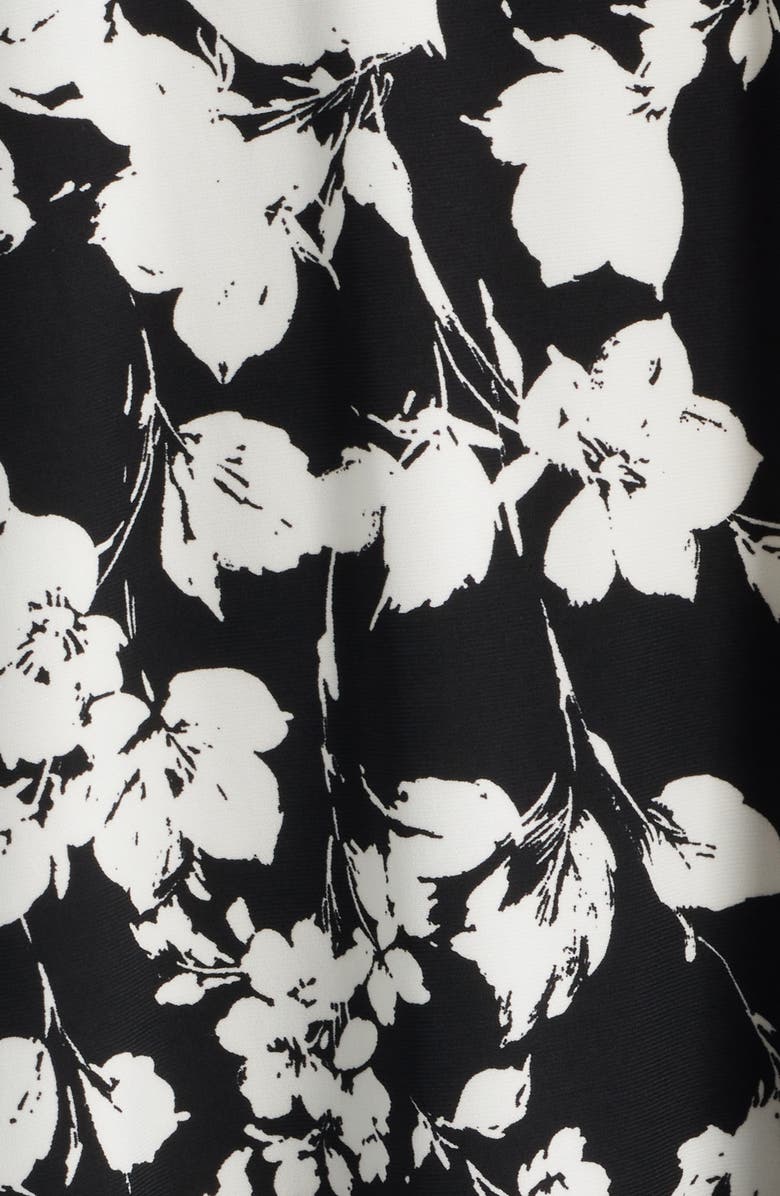 AK ANNE KLEIN Floral Tulip Sleeve Swing Dress, Alternate, color, Anne Black/ White Dove