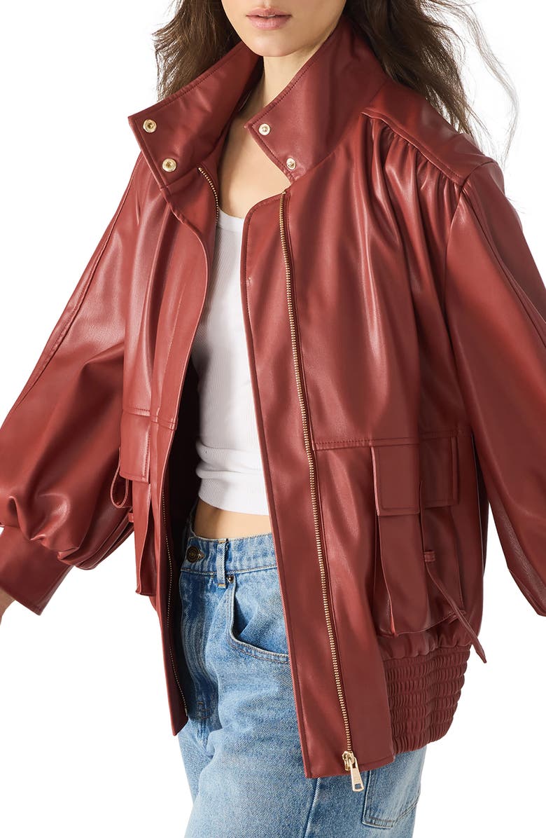 Steve Madden Vee Faux Leather Jacket, Alternate, color, Dusty Brick