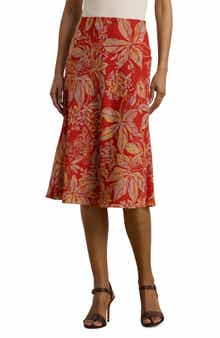 Lauren Ralph Lauren Crinkle Floral Georgette Midi Skirt