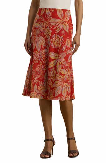 Lauren Ralph Lauren Crinkle Floral Georgette Midi Skirt