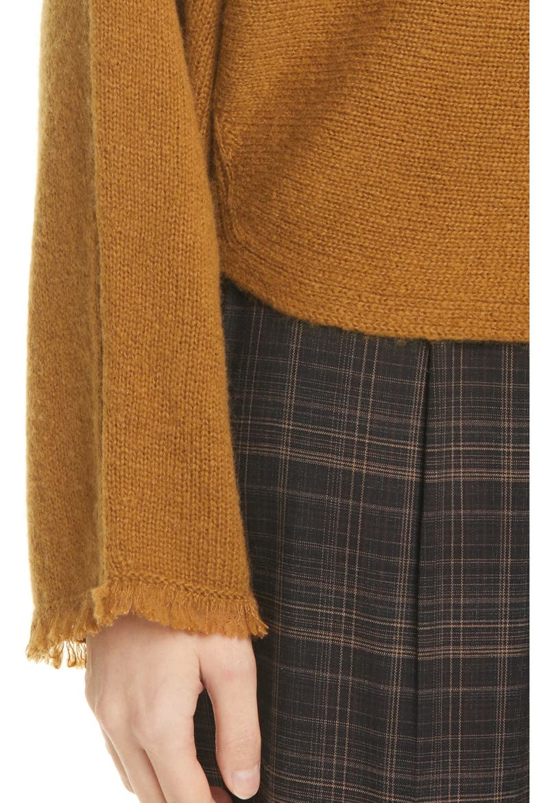 Fringe Sleeve Turtleneck Sweater, Alternate, color, LT BRONZE
