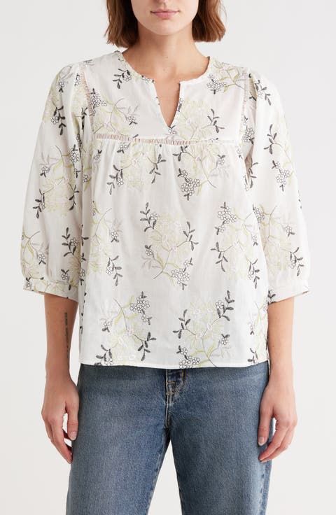 Floral Embroidered Cotton Top