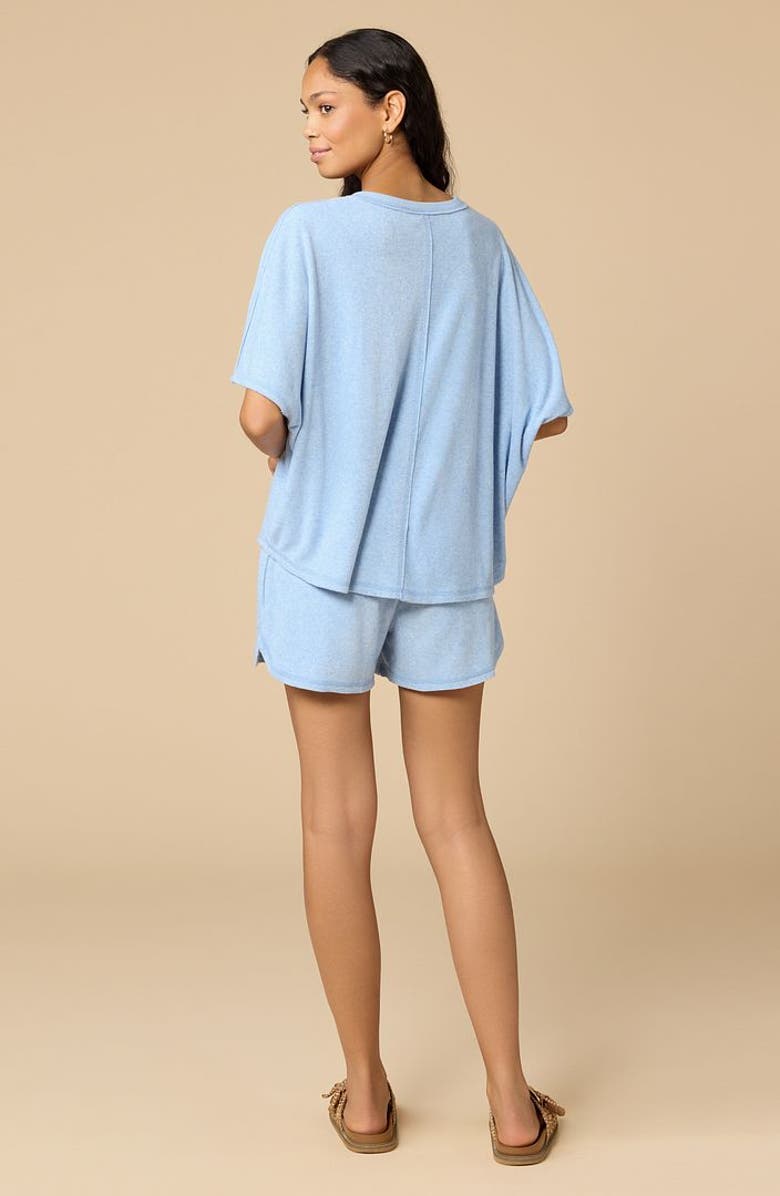Softies Terry Relaxed V-neck with Short Set, Alternate, color, Heather Sky Blue
