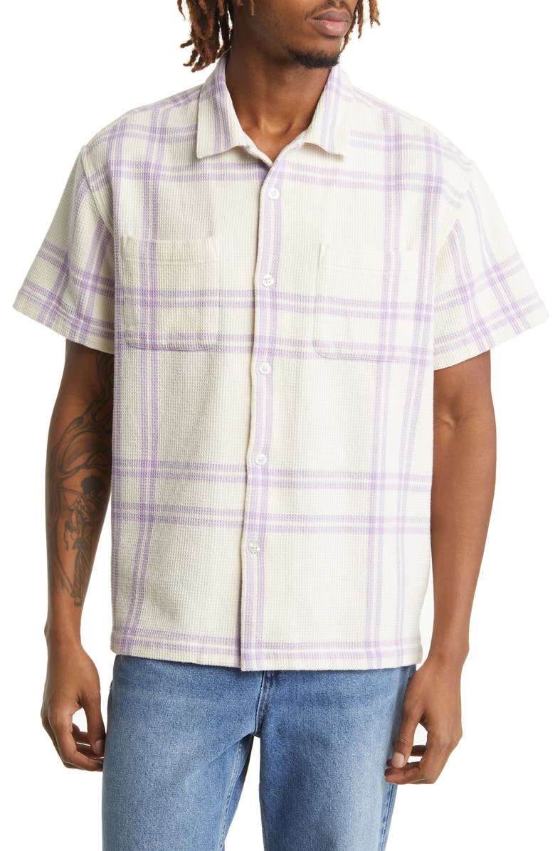 Obey Bennie Regular Fit Plaid Short Sleeve Cotton Button-Up Shirt, Main, color,