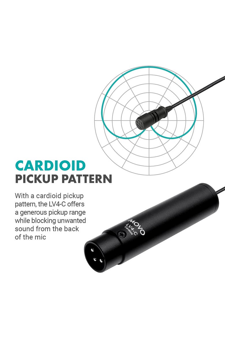 BY-M4C Cardioid XLR Lavalier Microphone with Phantom Power, Alternate, color, Black