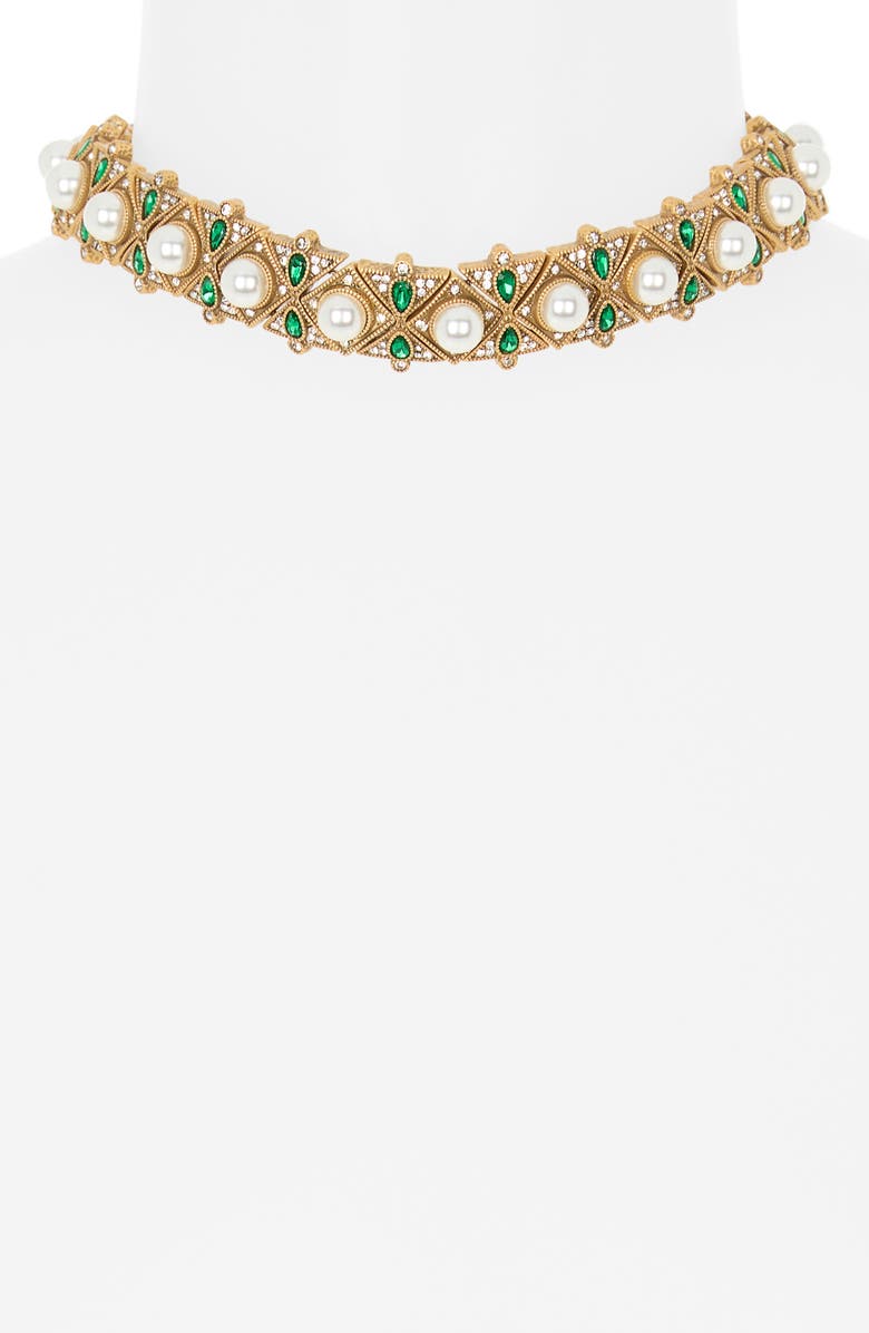 Kenneth Jay Lane Mixed Stone Choker Necklace, Alternate, color, Gold