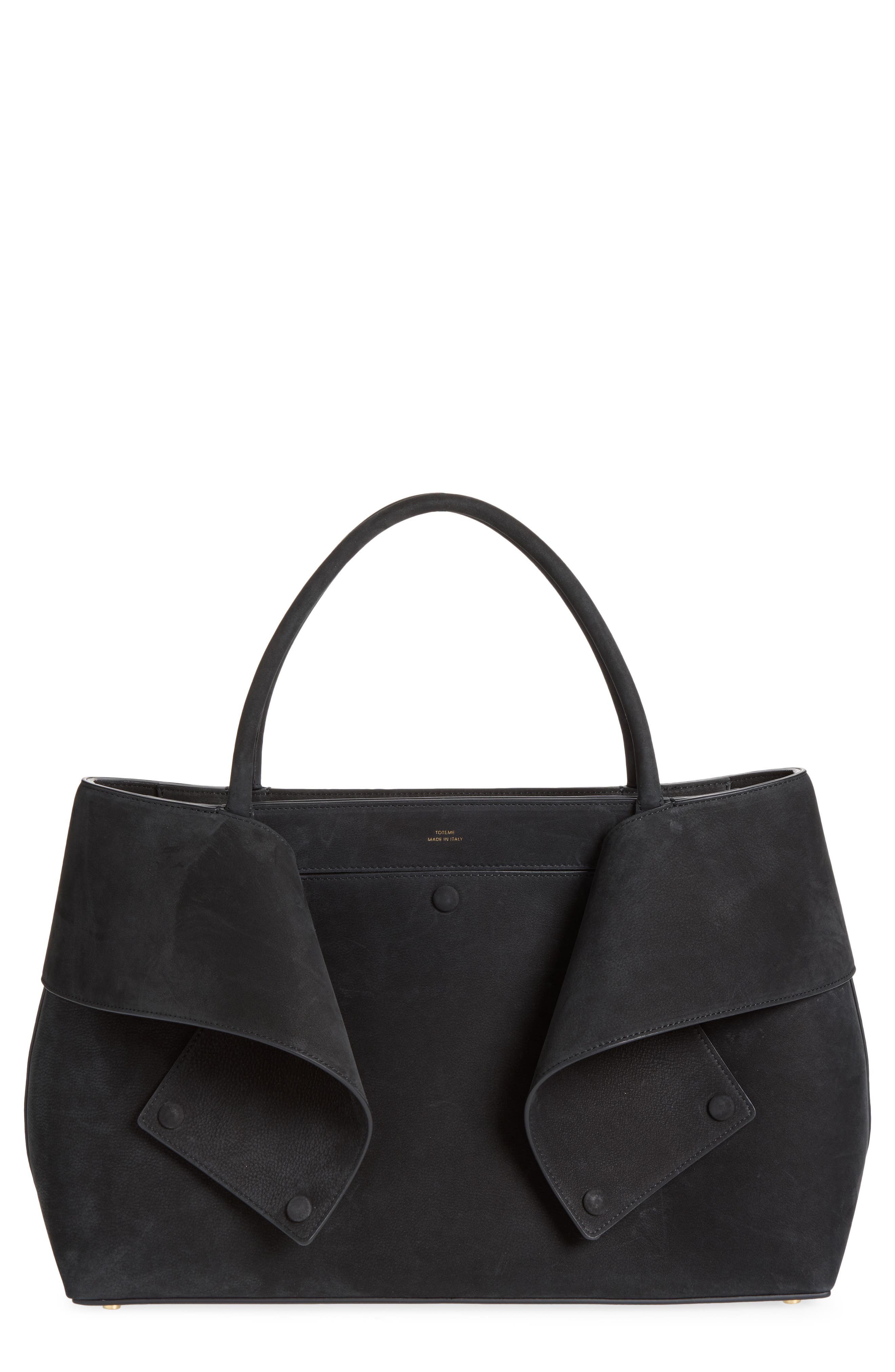 Mercer Nubuck Leather Tote, Main, color, BLACK
