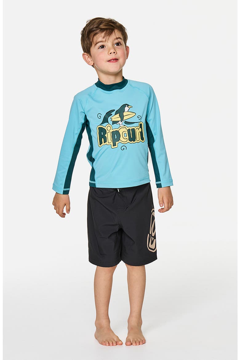 Kids' Paddle Out Art UPF 50+ Long Sleeve Rashguard, Main, color, WAVE POOL