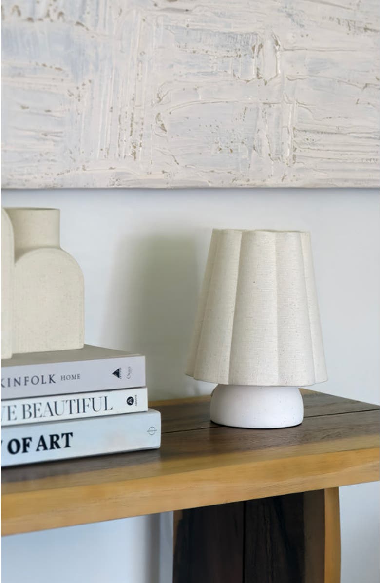 Brightech Kylie 9" Modern LED Desk Lamp with Cream Linen Shade and Ceramic Base, Bulb Included, Alternate, color, Cream