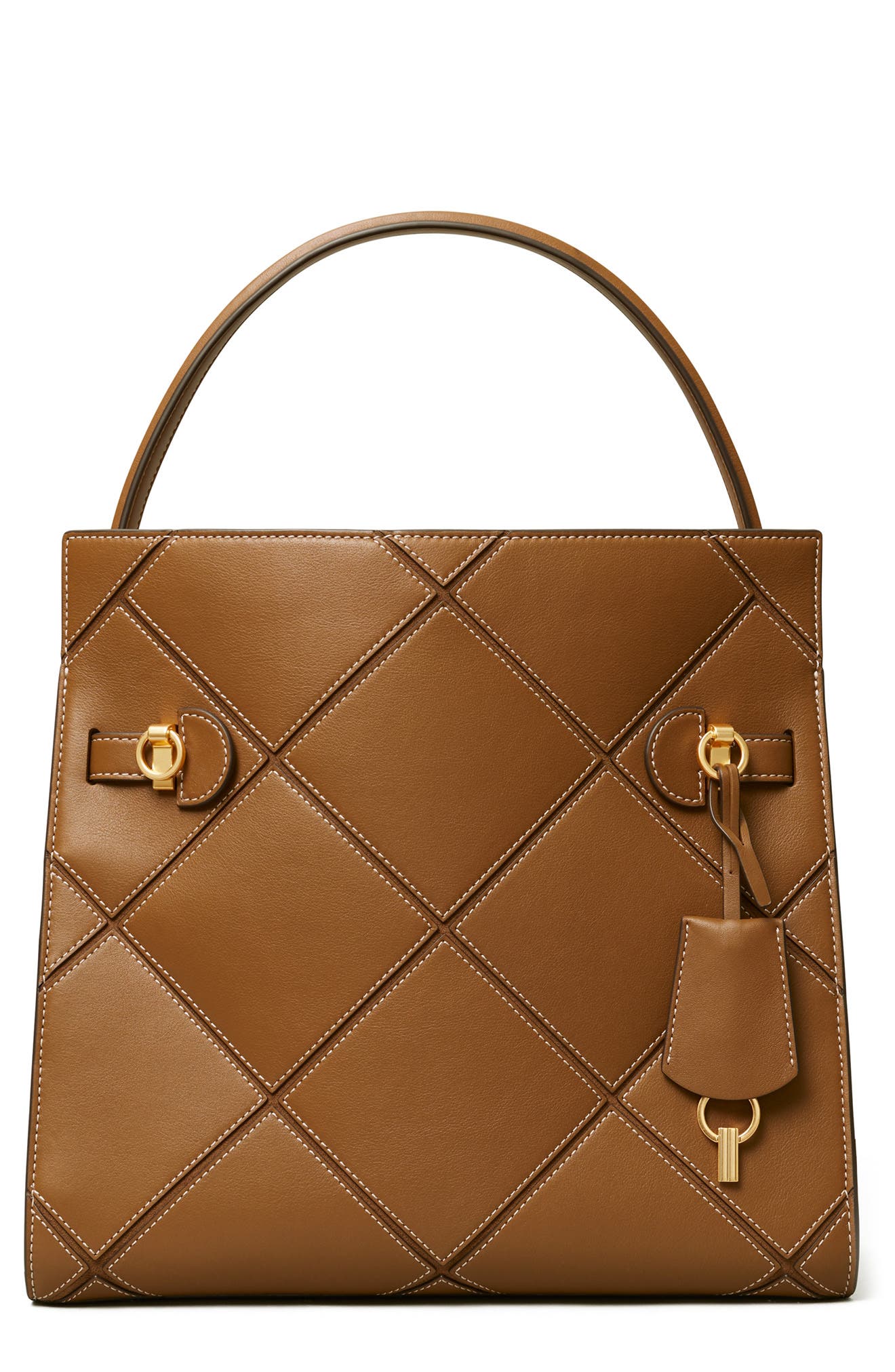 Tory Burch Lee Radziwill Leather Diamond Double Bag, Alternate, color, 