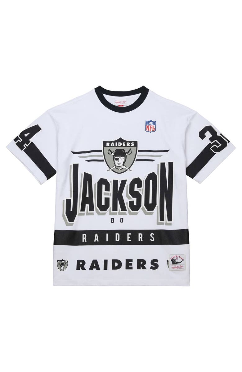 Mitchell
Ness Men
s Mitchell
Ness Bo Jackson White Las Vegas Raiders Name
Number Team Origins Vintage Logo T-Shirt, Alternate, color, White