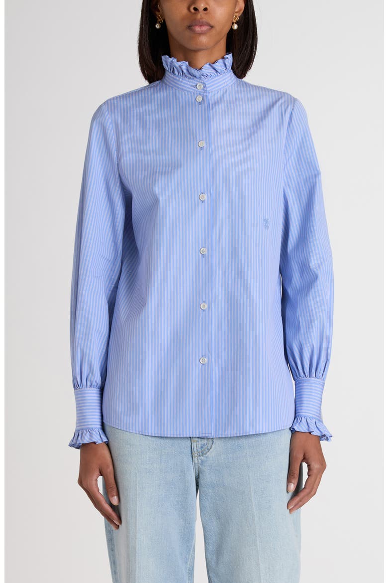 Classic Stripe Cotton Poplin Shirt, Main, color, LILAC/ WHITE