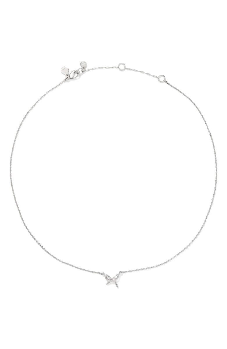 Kate Spade New York mini bow pendant necklace, Alternate, color, Silver
