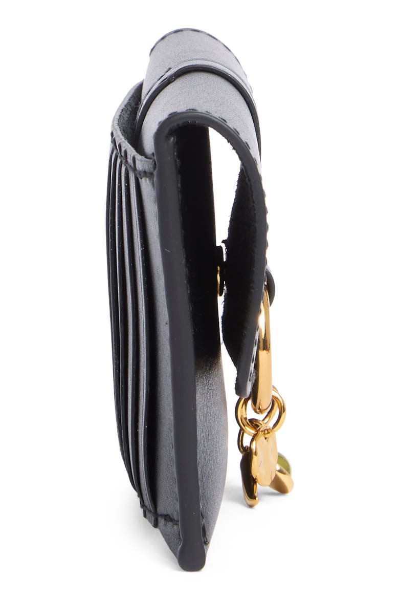 Charm Ring Leather Card Case, Alternate, color, TRUE BLACK