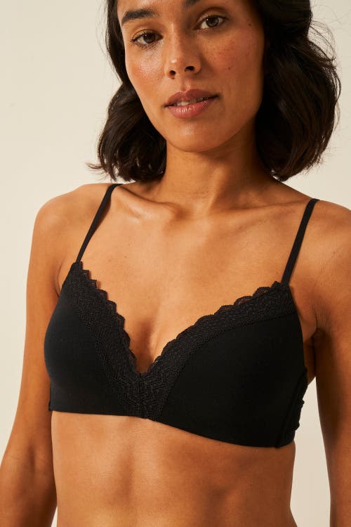 Stripe & Stare Zig Zag Lace Padded Demi Bra & Original Knicker Set In Black