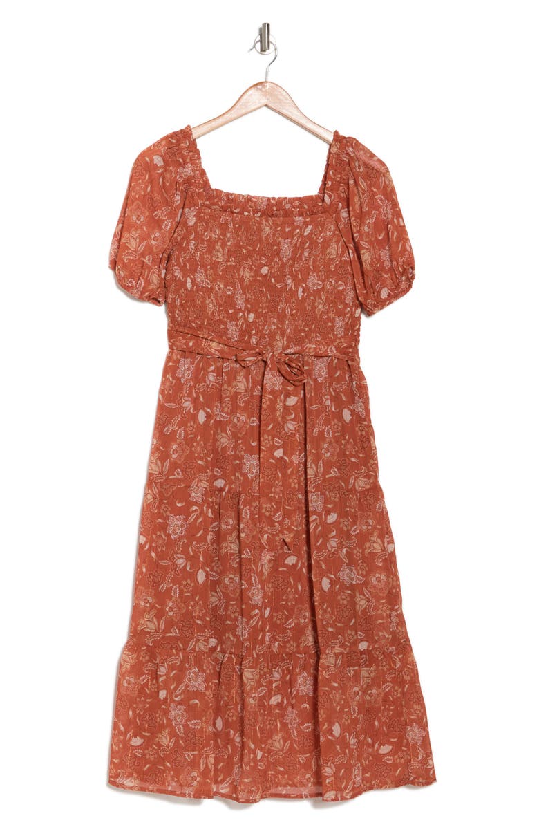 Lucky Brand Smocked Tiered Midi Dress, Alternate, color, 