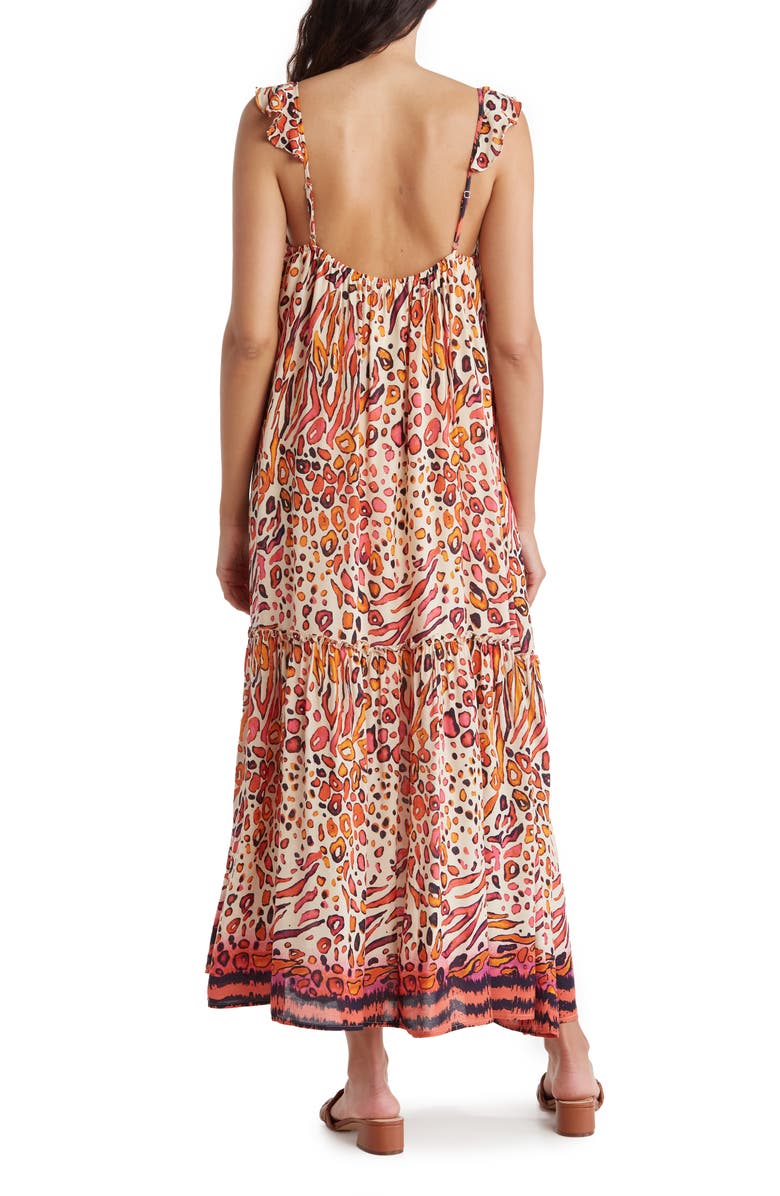 Lovestitch Leopard Print Ruffle Strap Tiered Maxi Dress, Alternate, color, 