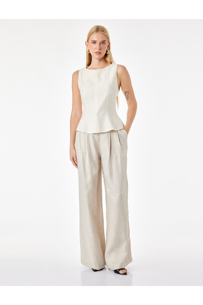 Linen Blend Straight Wide Leg Pants, Main, color, BEIGE
