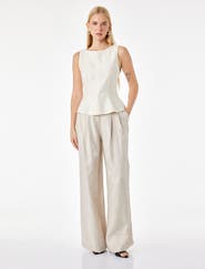 Koton Linen Blend Straight Wide Leg Pants