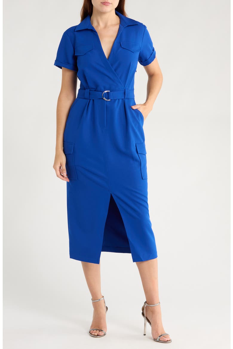 Lucy Belted Utility Shirtdress, Main, color, COBALT