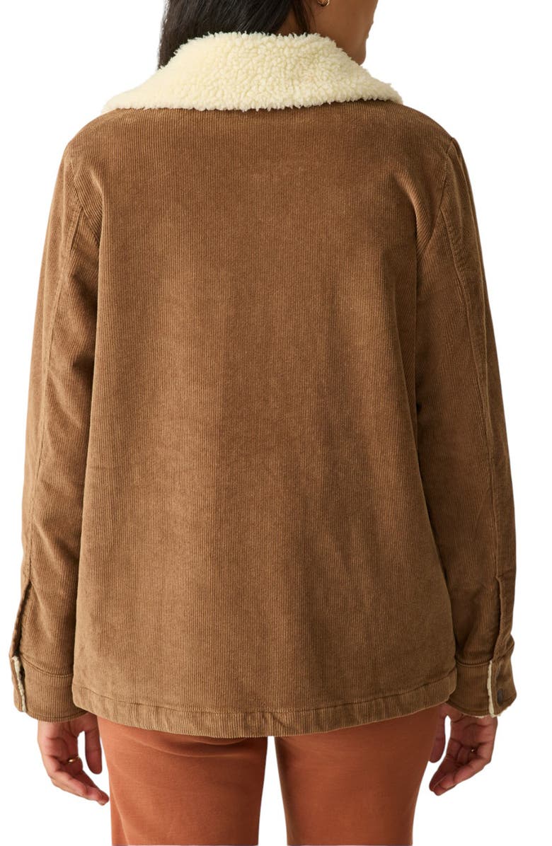 Faherty Doug Faux Shearling Trim Corduroy Jacket, Alternate, color, Cord Brown