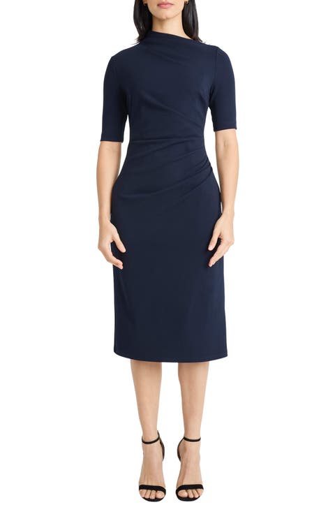 Ruched Midi Sheath Dress