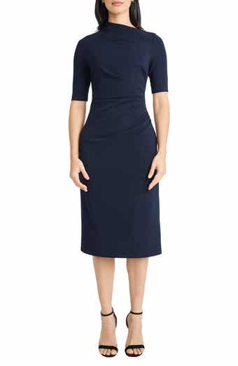 Maggy London Ruched Midi Sheath Dress