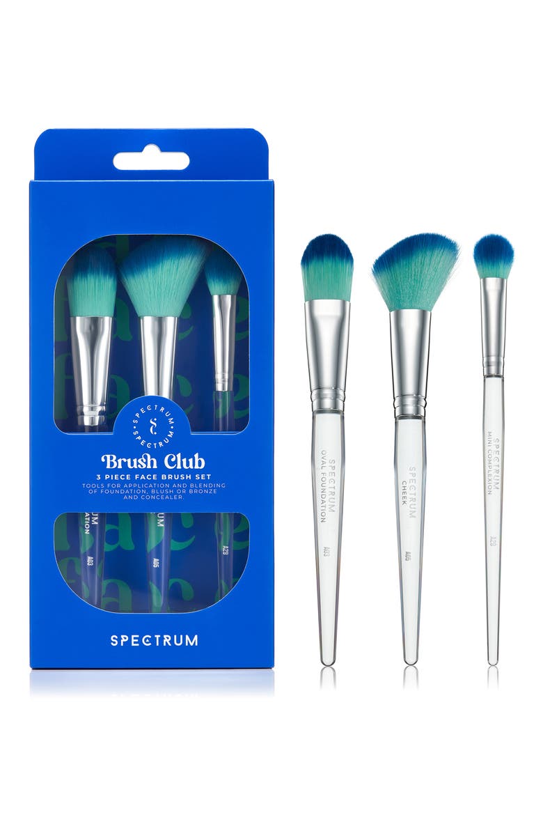 Brush Club The Face 3-Piece Makeup Brush Set, Main, color, BLUE