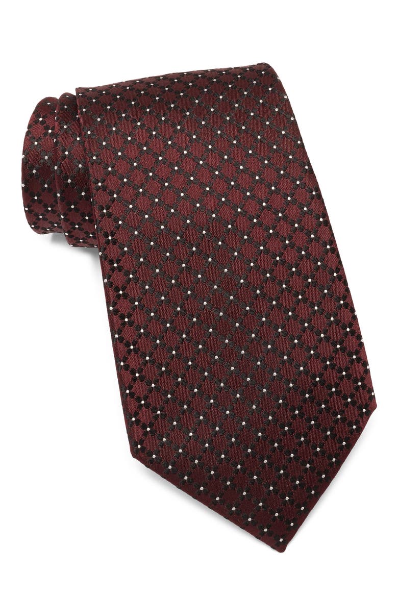 Floral Silk Tie, Main, color, DARK RED FAN