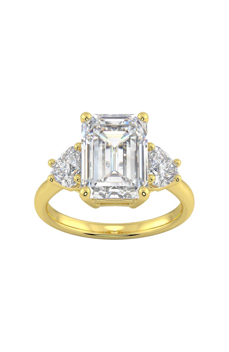 Bliss Diamond Certified 4 1/2Ct Emerald & Heart 3-Stone Diamond Ring 14k Gold Lab Grown, Alternate, color, 