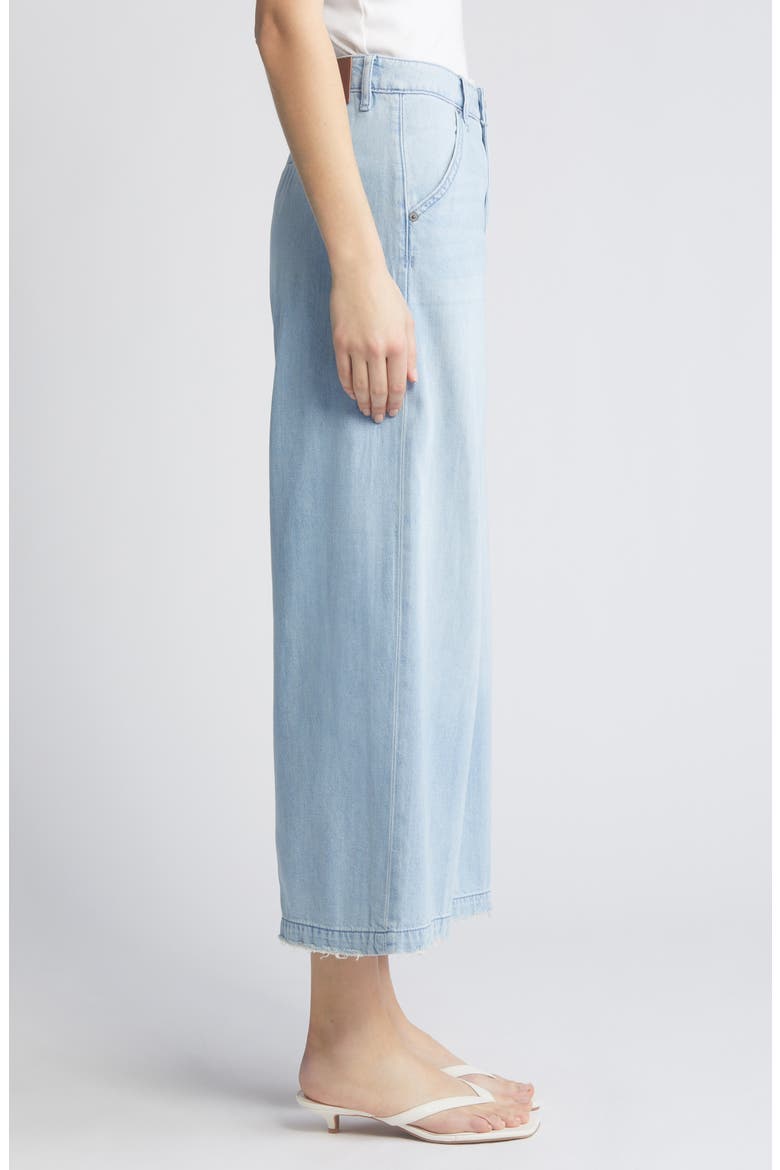 High Waist Raw Hem Wide Leg Jeans, Alternate, color, LIGHT WASH