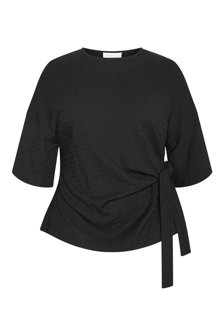 Brianna Texture Side Tie Top, Alternate, color, BLACK
