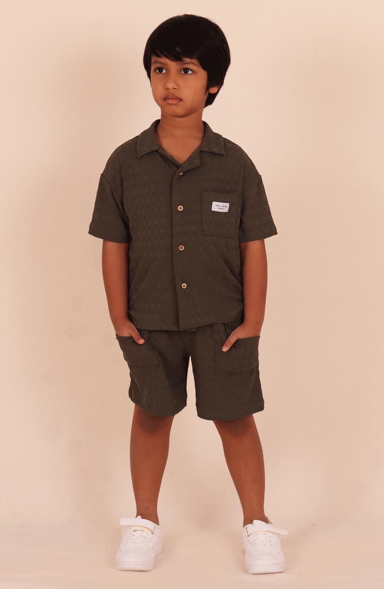 TINY TRIBE Kids' Textured Shorts, Alternate, color, Olive