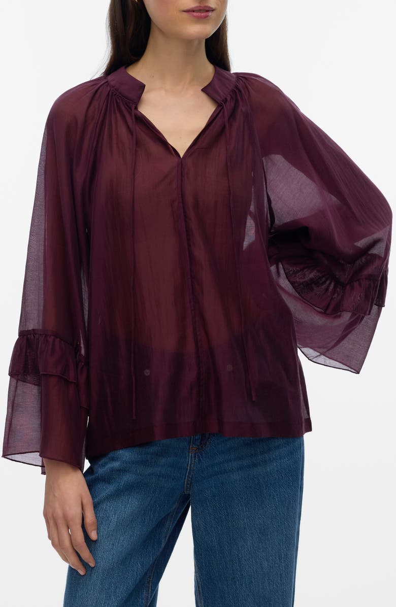 VERO MODA Jenna Split Neck Top, Main, color, Winetasting
