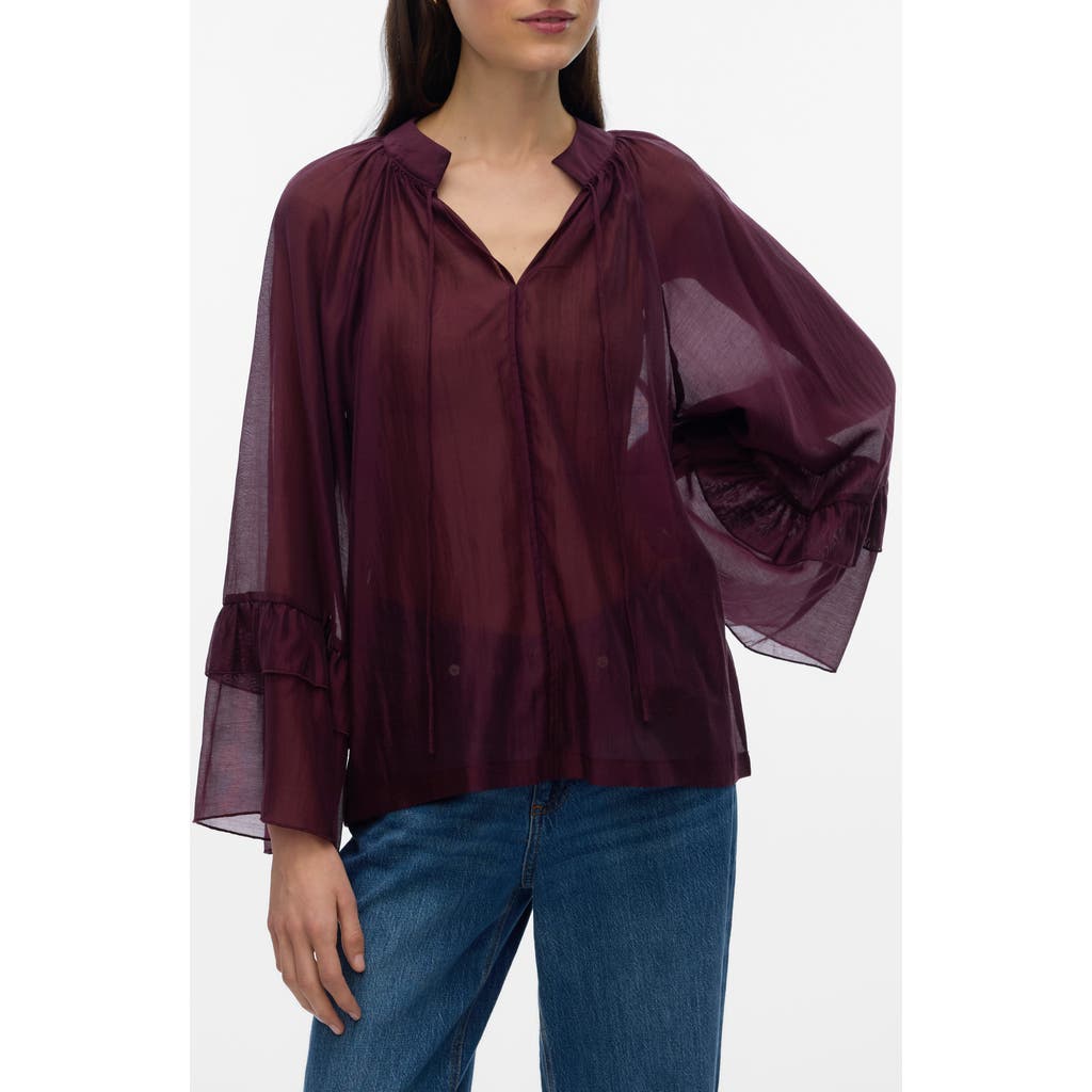 VERO MODA Jenna Split Neck Top in Winetasting  product