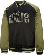 Mitchell & Ness Men's Mitchell & Ness Olive/Black Memphis Grizzlies Clutch Satin Raglan Full-Snap Jacket
