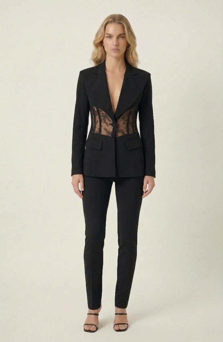 Modenaire Lace Panel Blazer, Alternate, color, Black