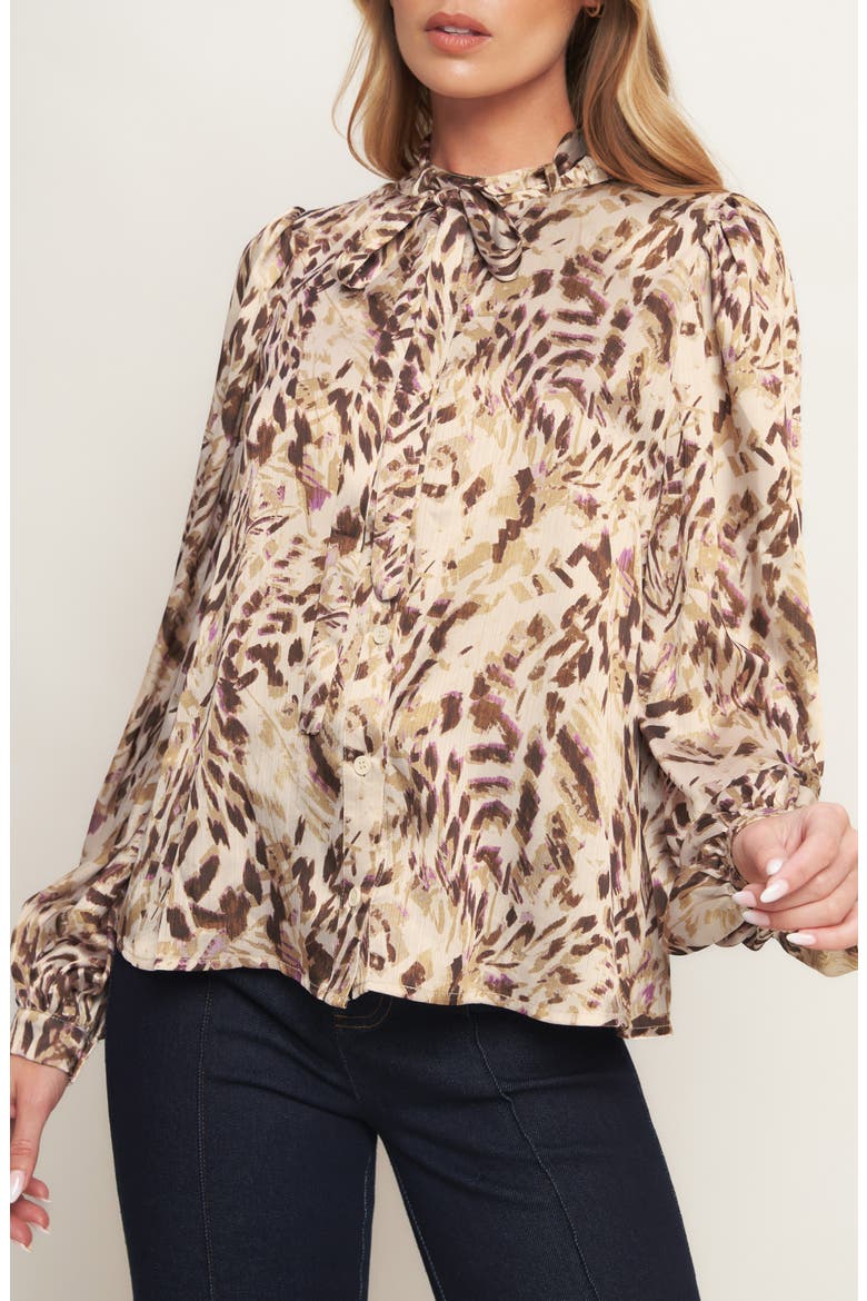 Button Front Long Sleeve Top, Alternate, color, CREAM