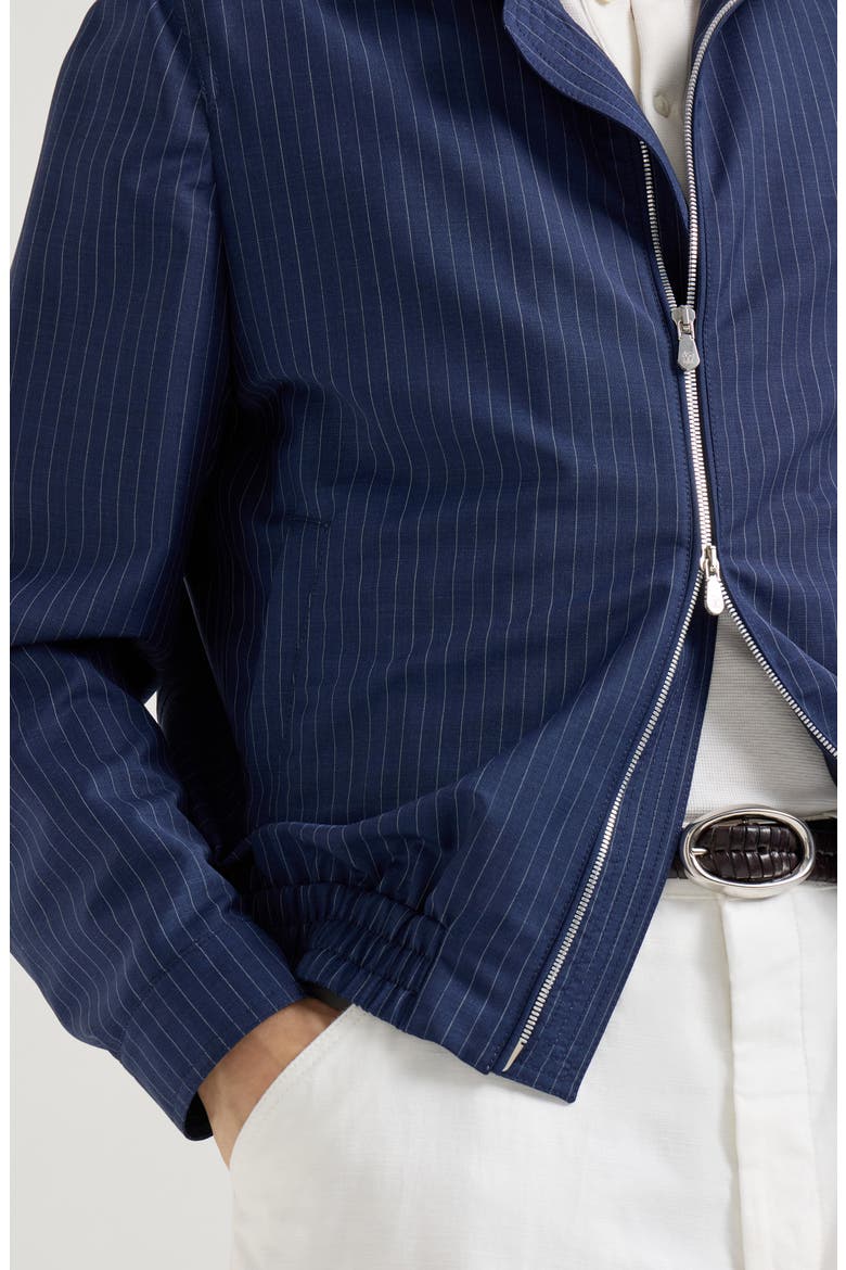 Pinstripe fresco outerwear jacket, Alternate, color, Blue