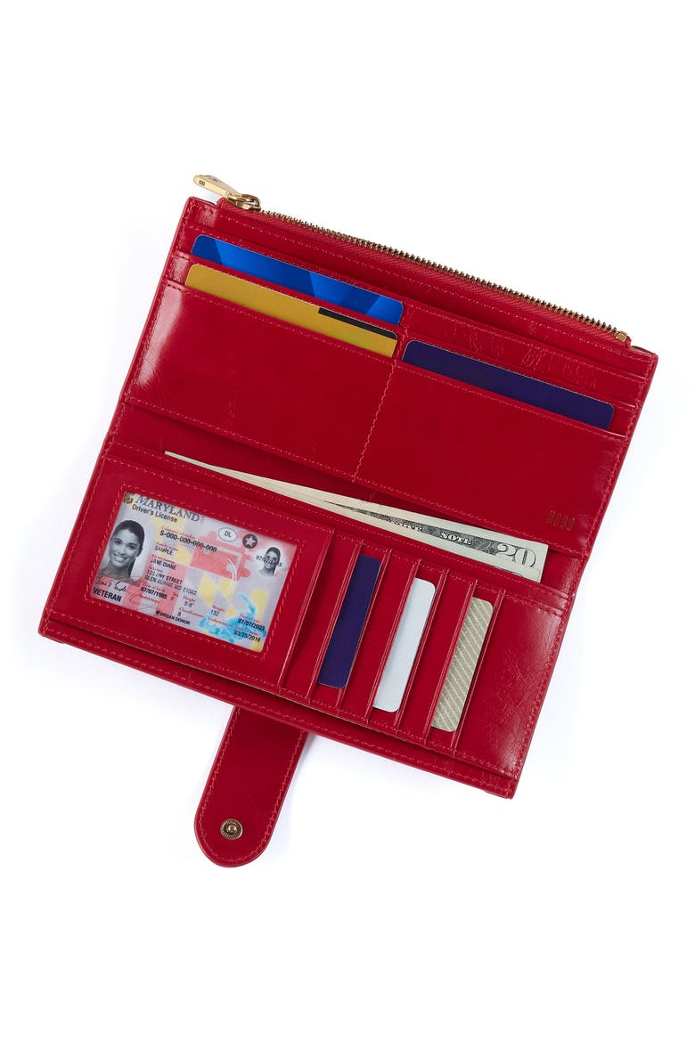 Dunn Leather Continental Wallet, Alternate, color, TRUE RED
