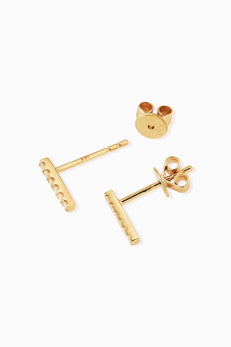14K Yellow Gold Brooklyn Bar Diamond Studs, Alternate, color, Yellow Gold