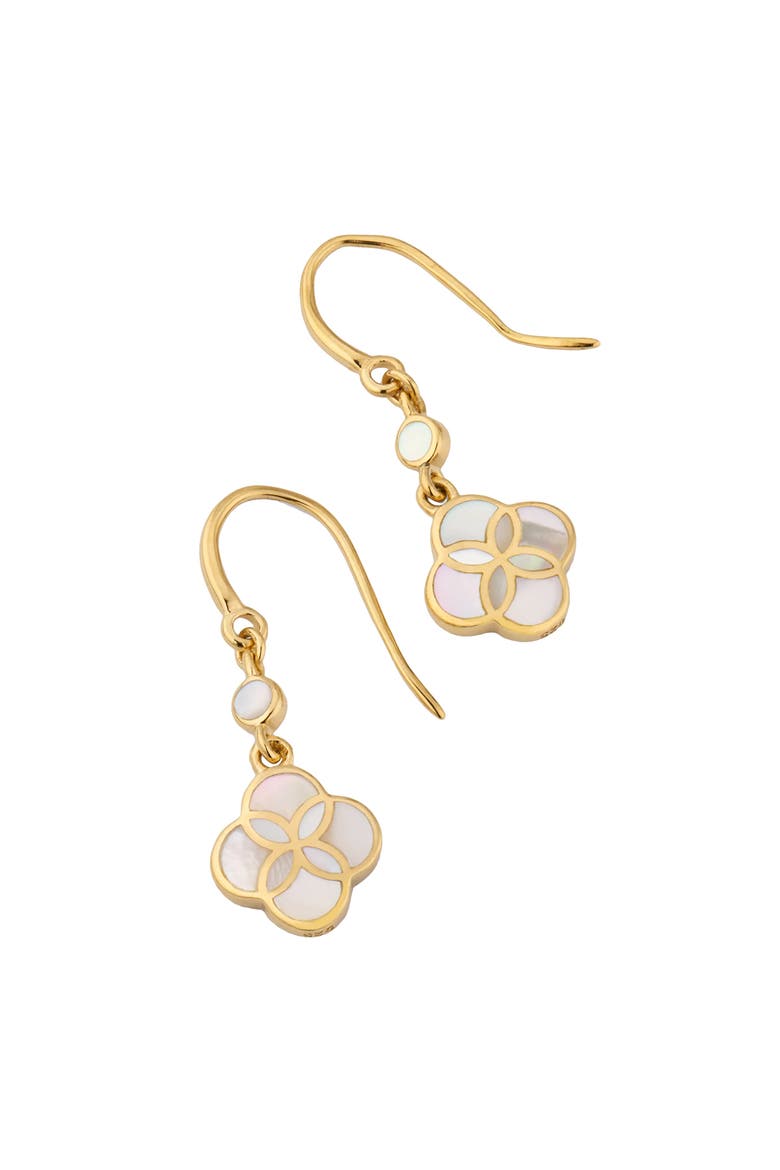 Petal Gemstone With 18K Gold Overlay Sterling Drop Earring, Alternate, color, WHITE