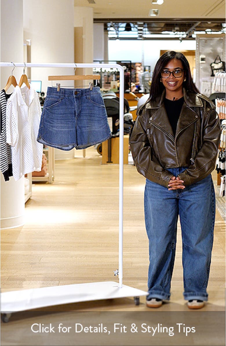 Skyrise Dolphin Hem Denim Shorts, sales video thumbnail