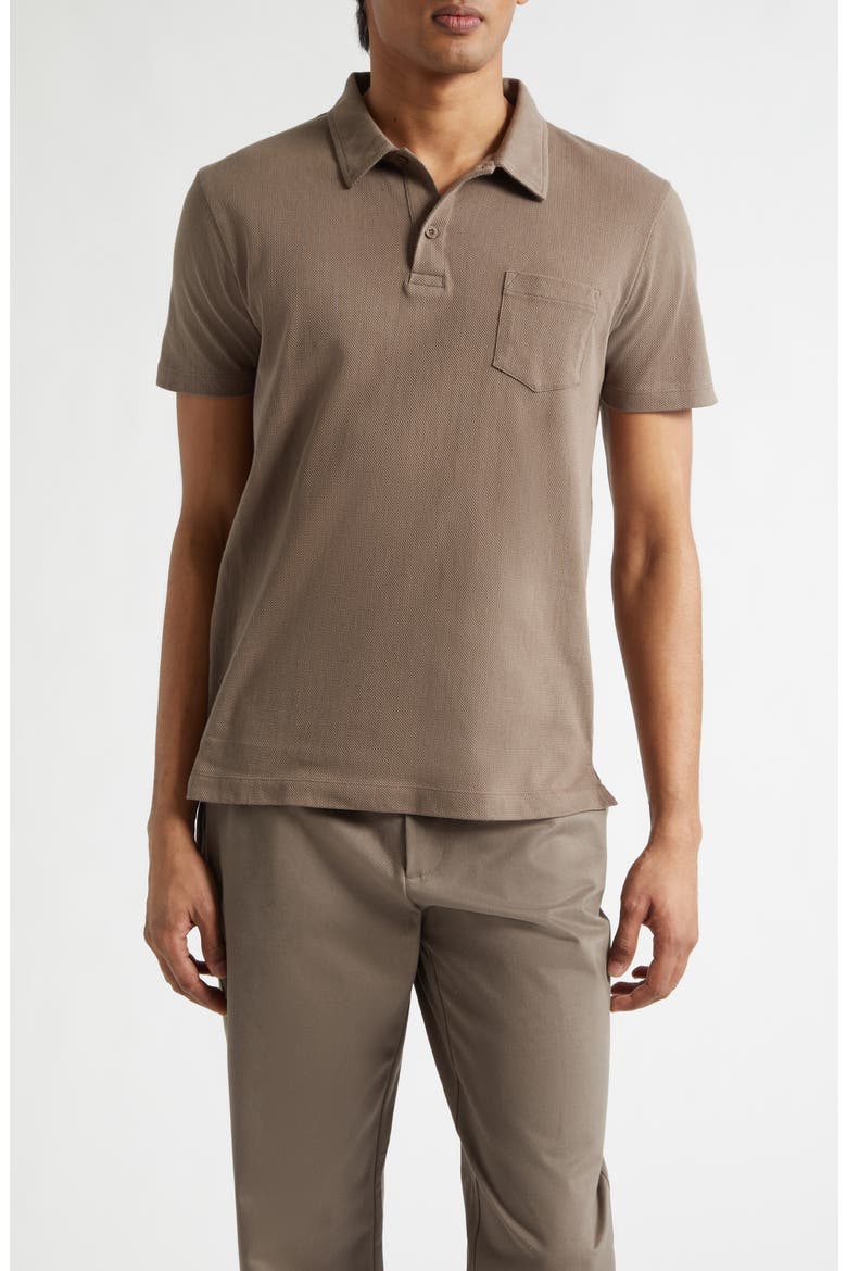 Riviera Cotton Piqué Polo, Main, color, DARK CEDAR