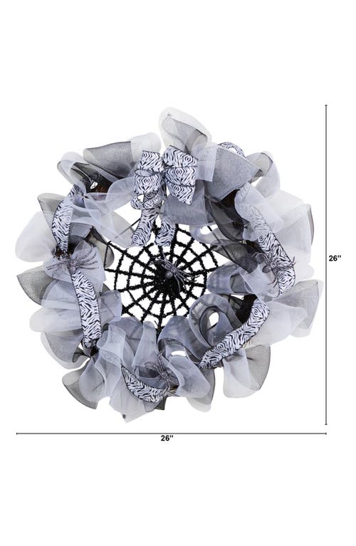 Nearly Natural Halloween Spider Web Wreath In Gray